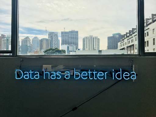 white building with data has a better idea text signage